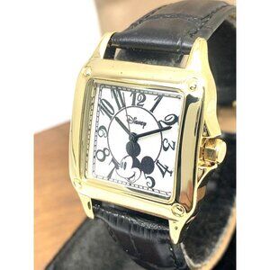 Disney Women's Watch Mickey Mouse W000475 White Dial Quartz Black Leather Band